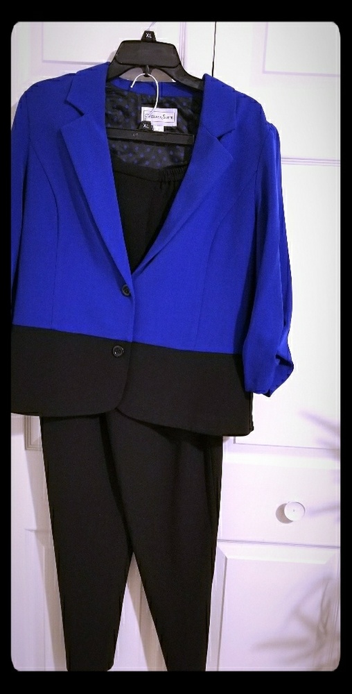 Royal Blue and Black Pant suite